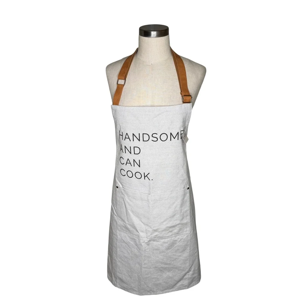 PLH Porter Lane Home Apron Gray Handsome And Can Cook Graphic Men's OS NWT